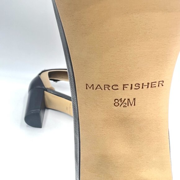 Marc Fisher Womens Size 8.5 Jaron Black Leather Block Heels Sandals Shoes - Picture 12 of 14